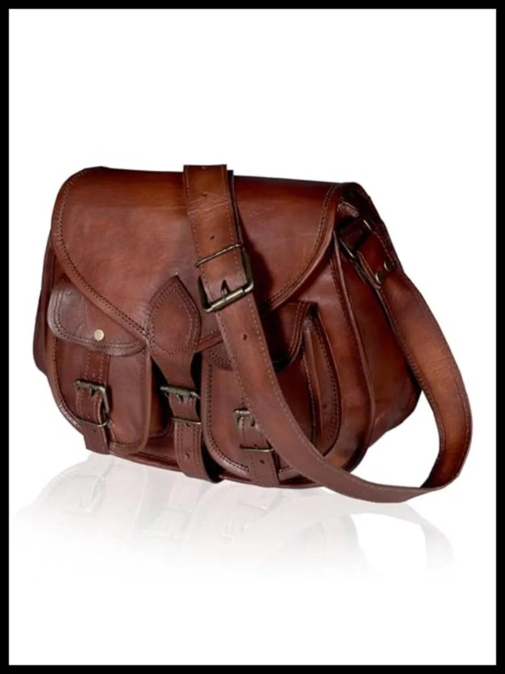 Genuine Leather Crossbody Satchel Handbag with Adjustable Strap Tote Shoulder